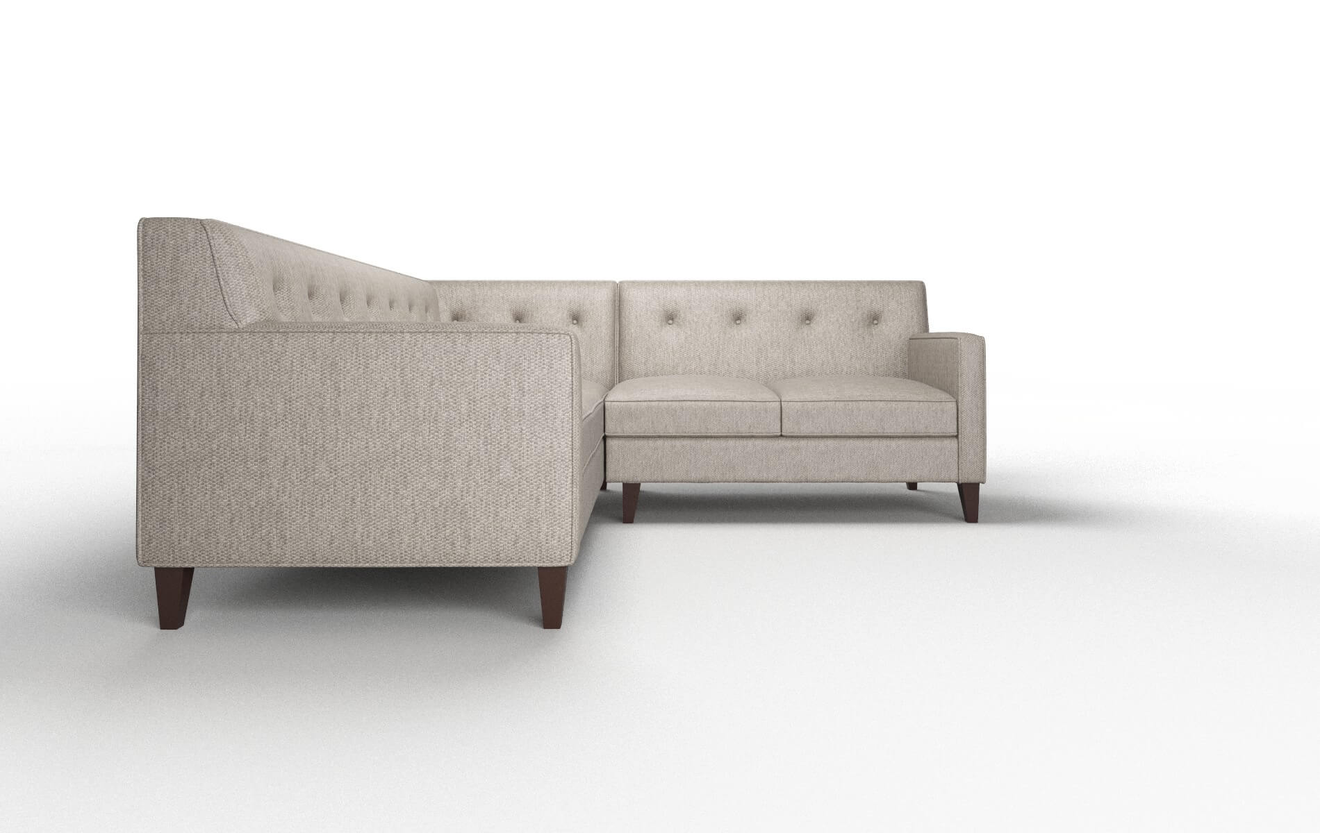 Harper Cosmo Taupe Sectional espresso legs 2