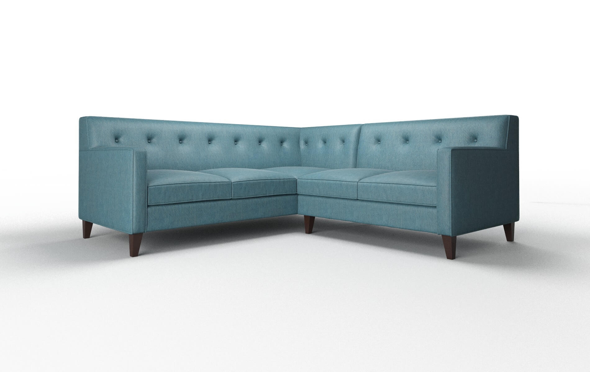 Harper Cosmo Teal Sectional espresso legs 1