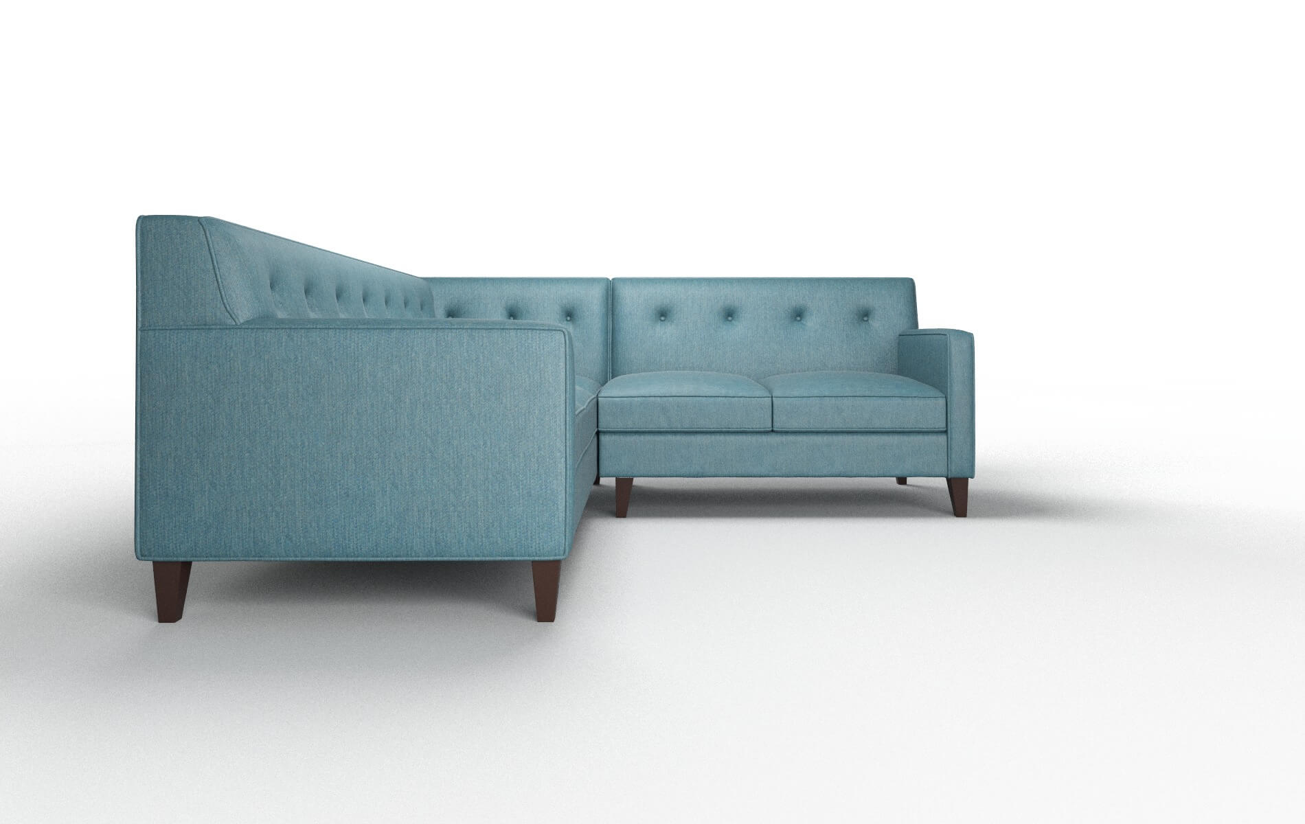 Harper Cosmo Teal Sectional espresso legs 2