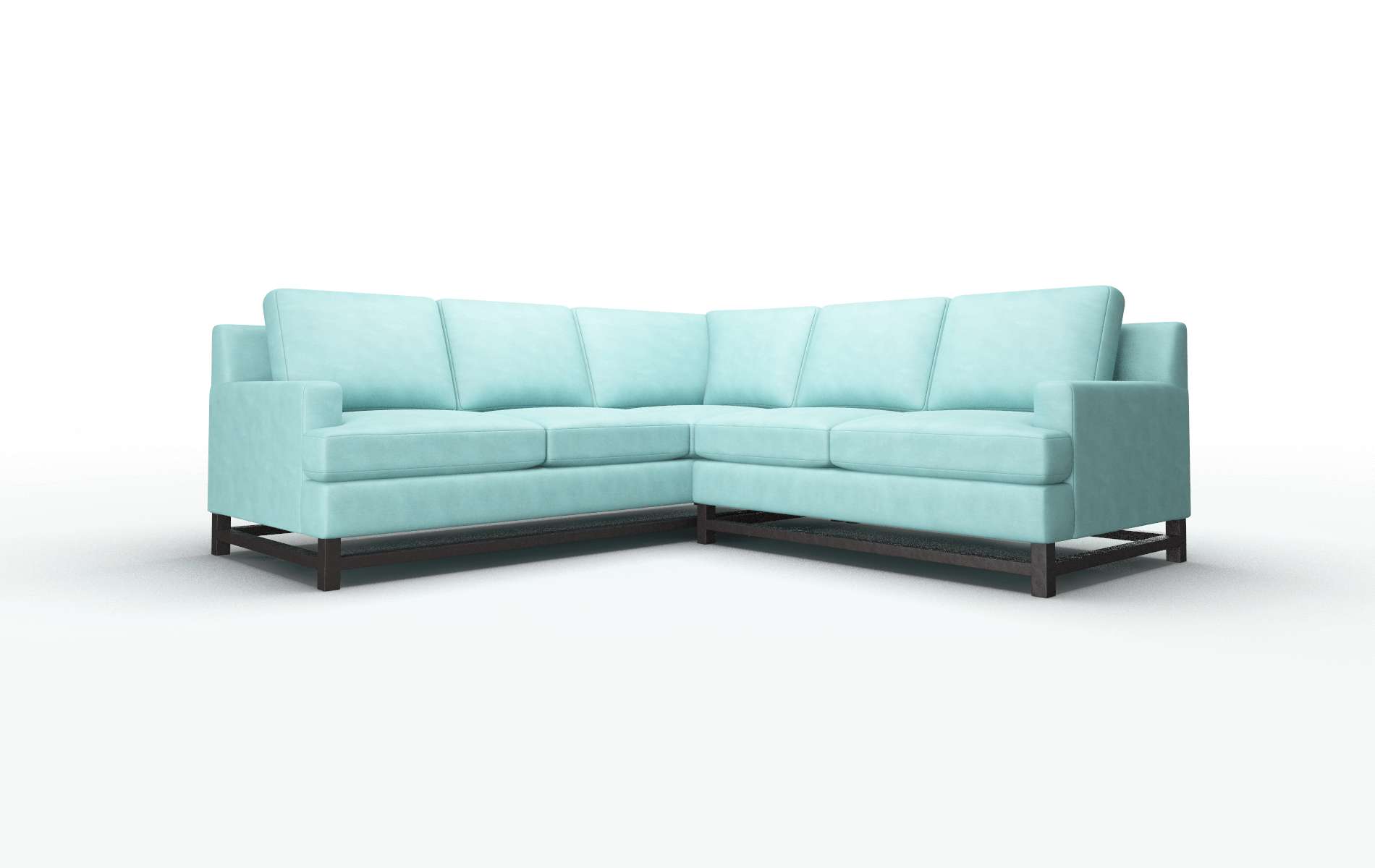 Houston Curious Turquoise Sectional espresso legs