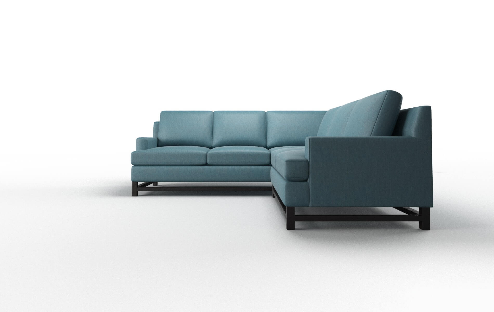 Houston Hepburn Teal Sectional espresso legs 5