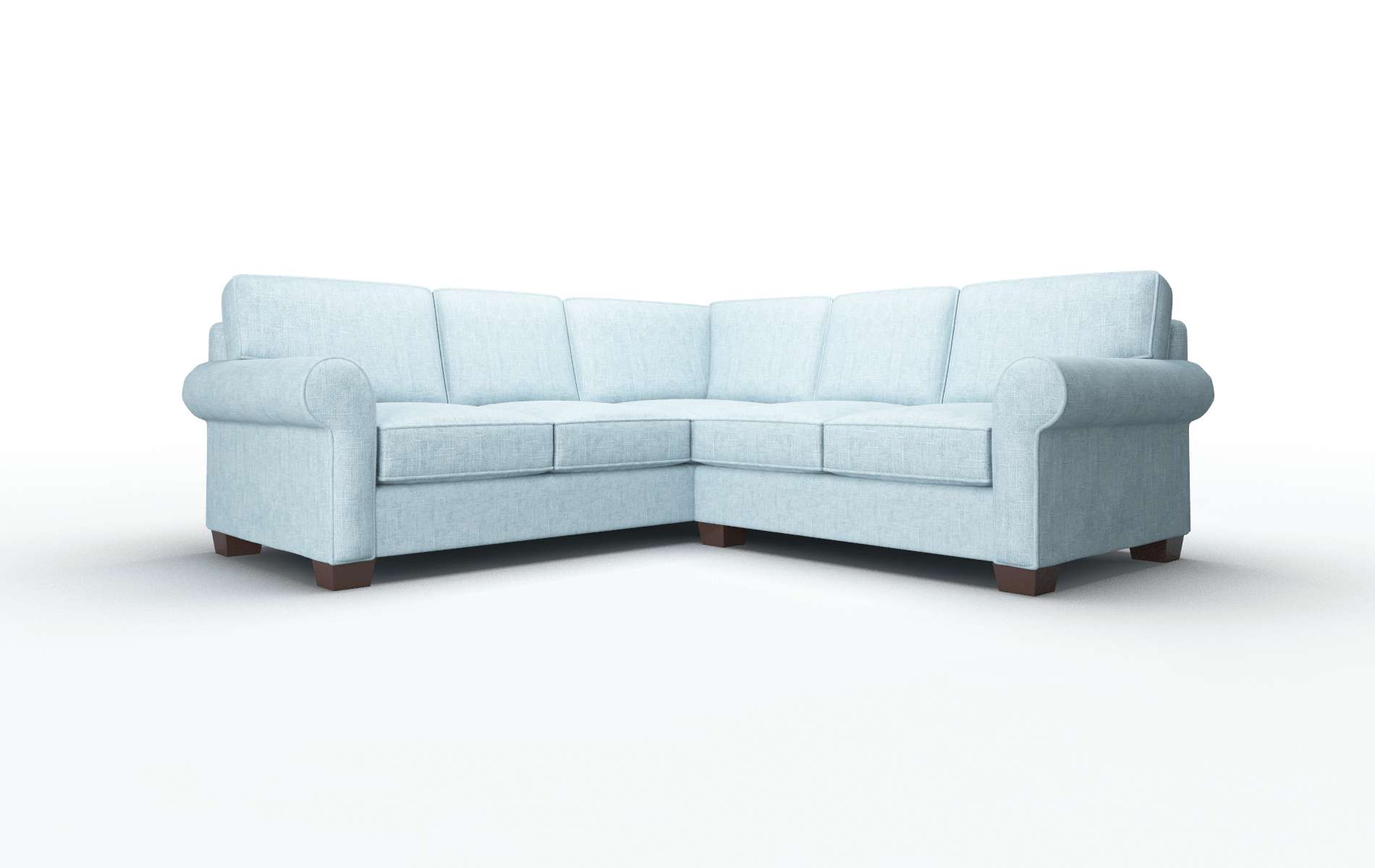 Isabel Atlas Turquoise Sectional espresso legs