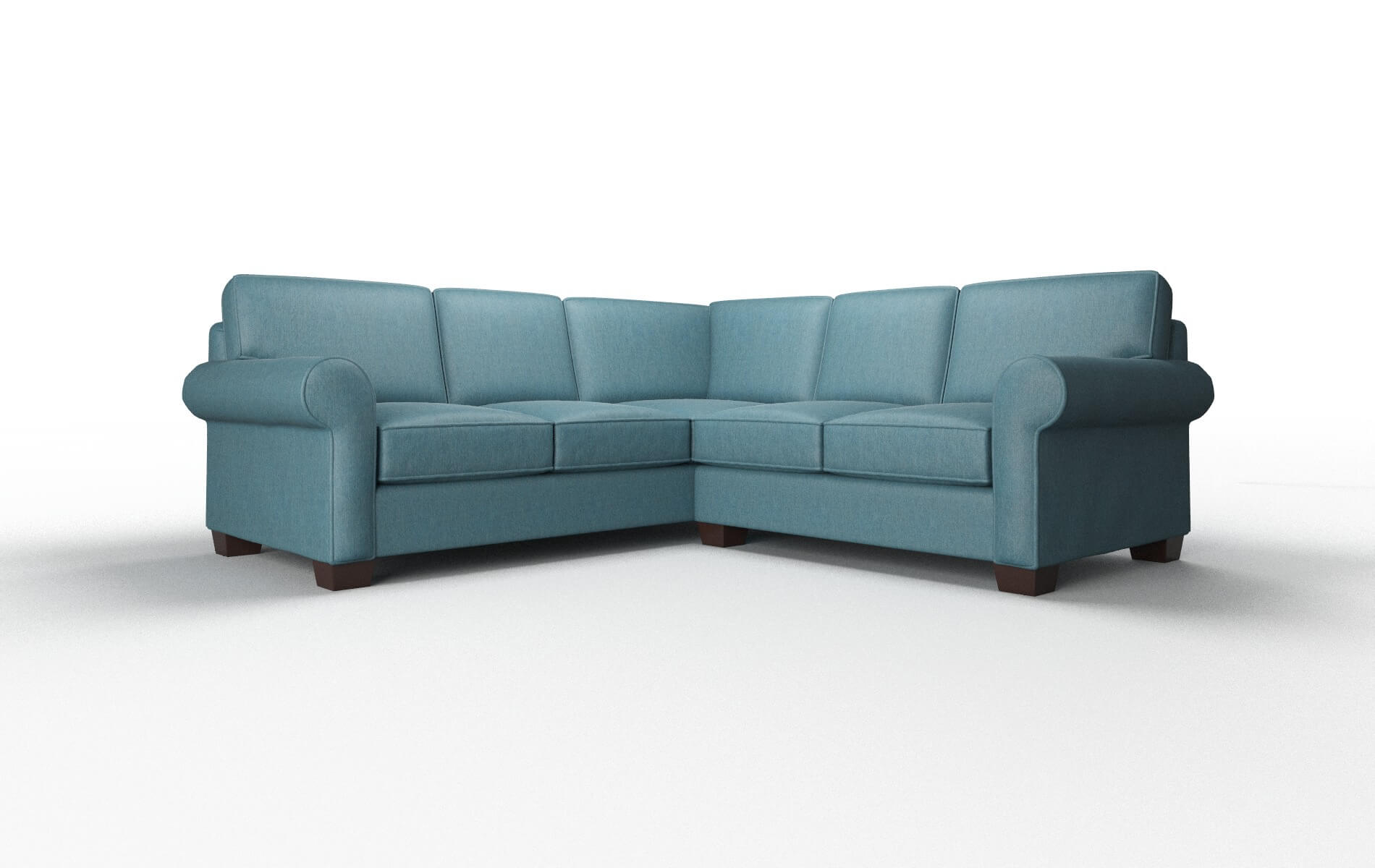 Isabel Cosmo Teal Sectional espresso legs 1