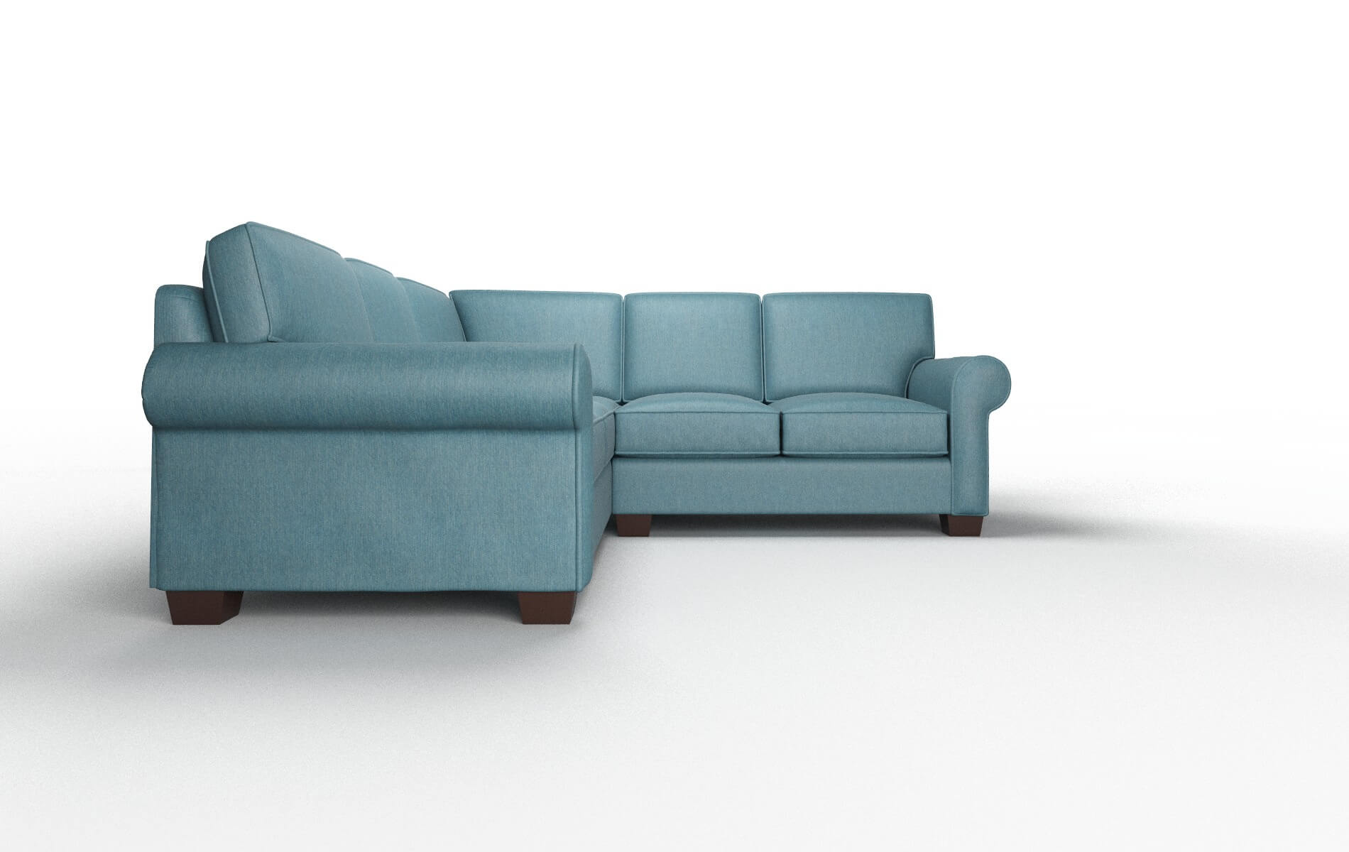 Isabel Cosmo Teal Sectional espresso legs 2