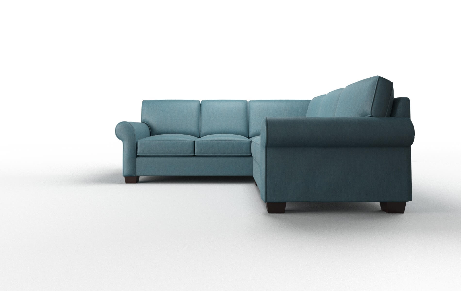 Isabel Cosmo Teal Sectional espresso legs 5