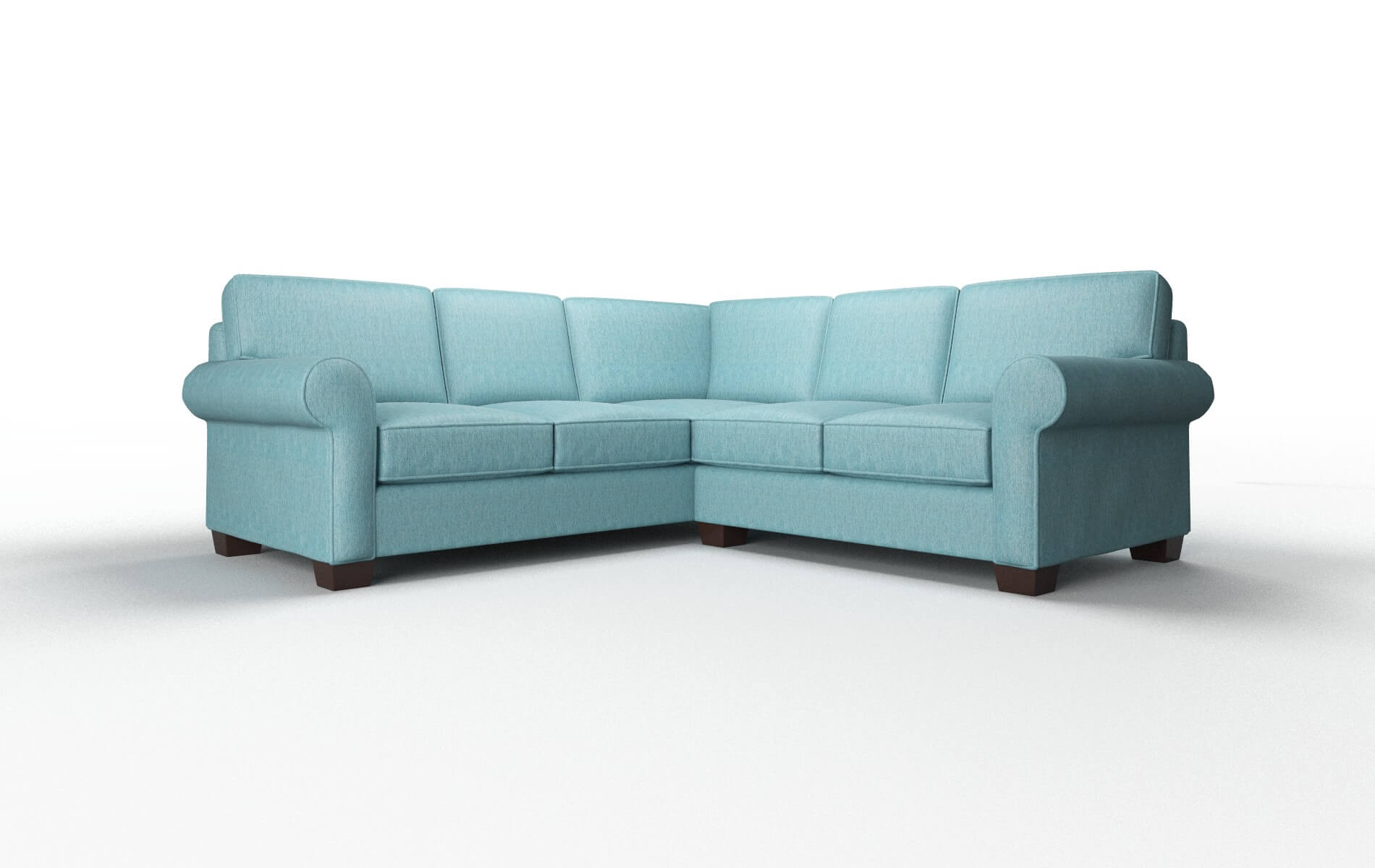 Isabel Cosmo Turquoise Sectional espresso legs