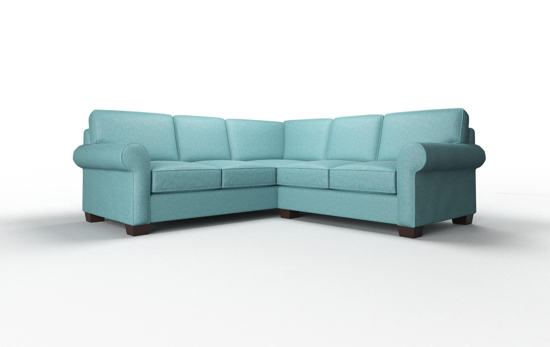 Isabel Parker Turquoise Sectional espresso legs 1
