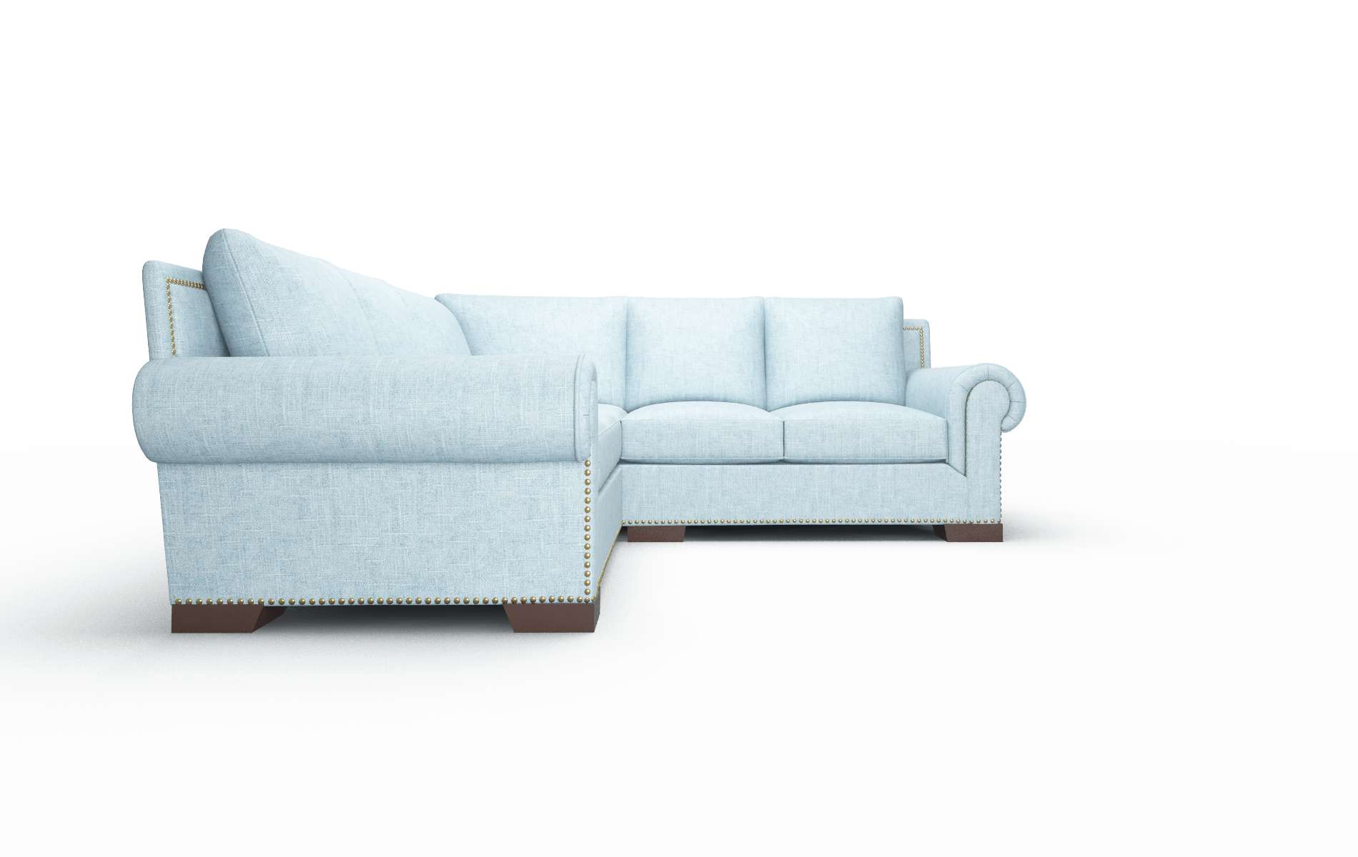 James Atlas Turquoise Sectional espresso legs 2