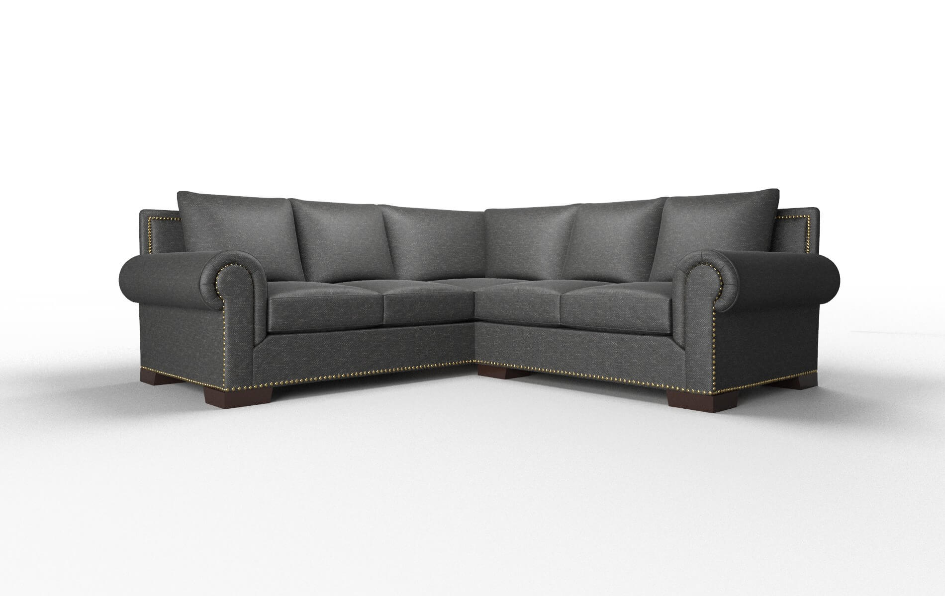 James Chance Denim Sectional espresso legs 1