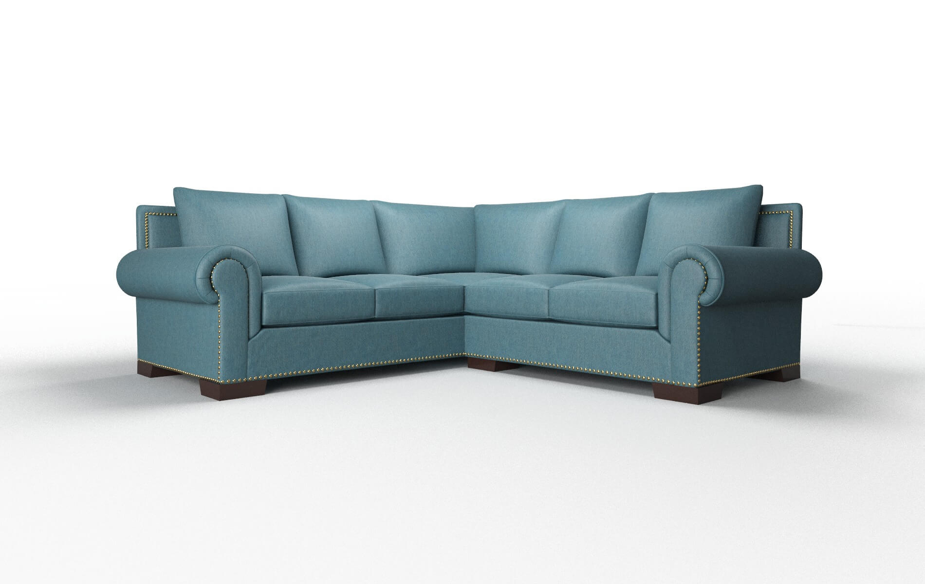 James Cosmo Teal Sectional espresso legs 1