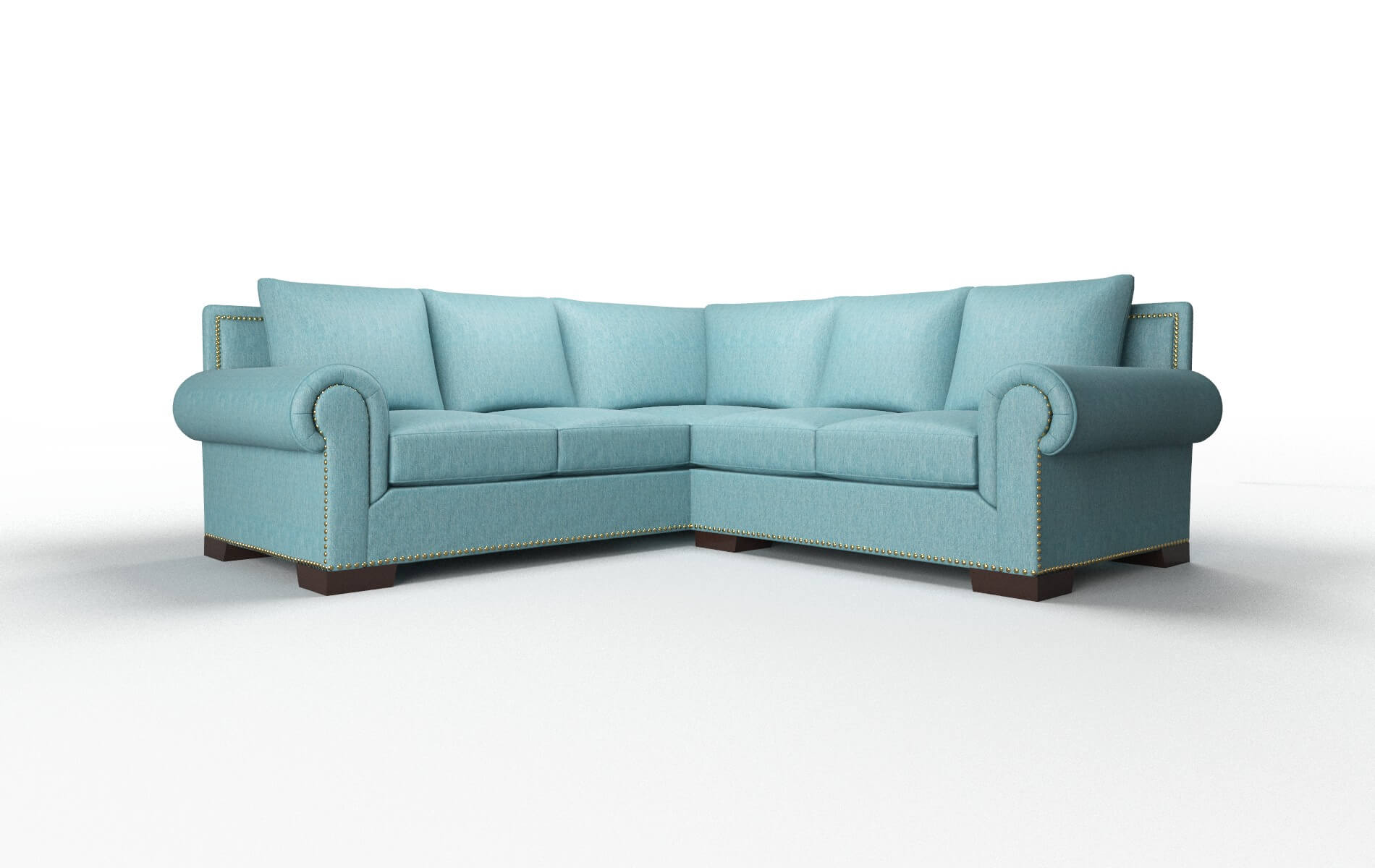 James Cosmo Turquoise Sectional espresso legs 1