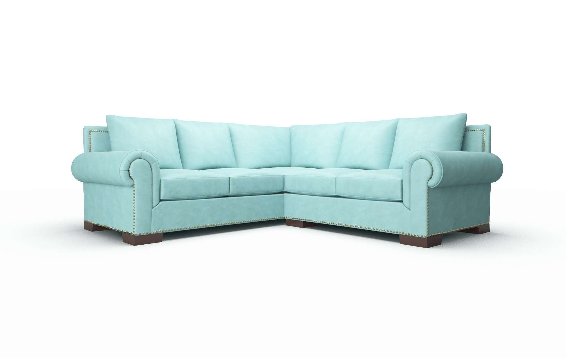 James Curious Turquoise Sectional espresso legs 1