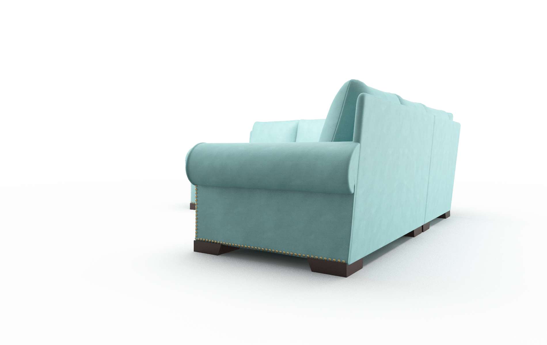 James Curious Turquoise Sectional espresso legs 4