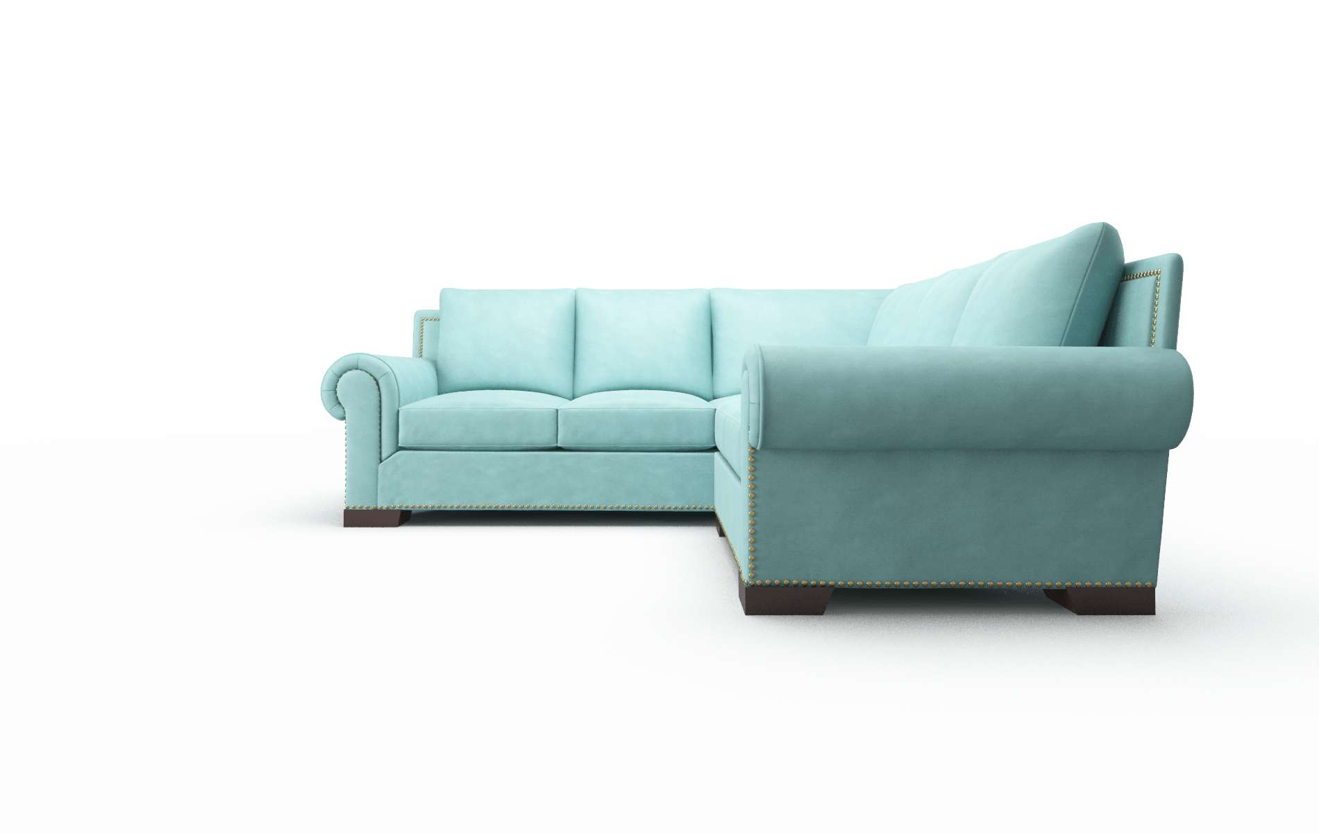 James Curious Turquoise Sectional espresso legs 5