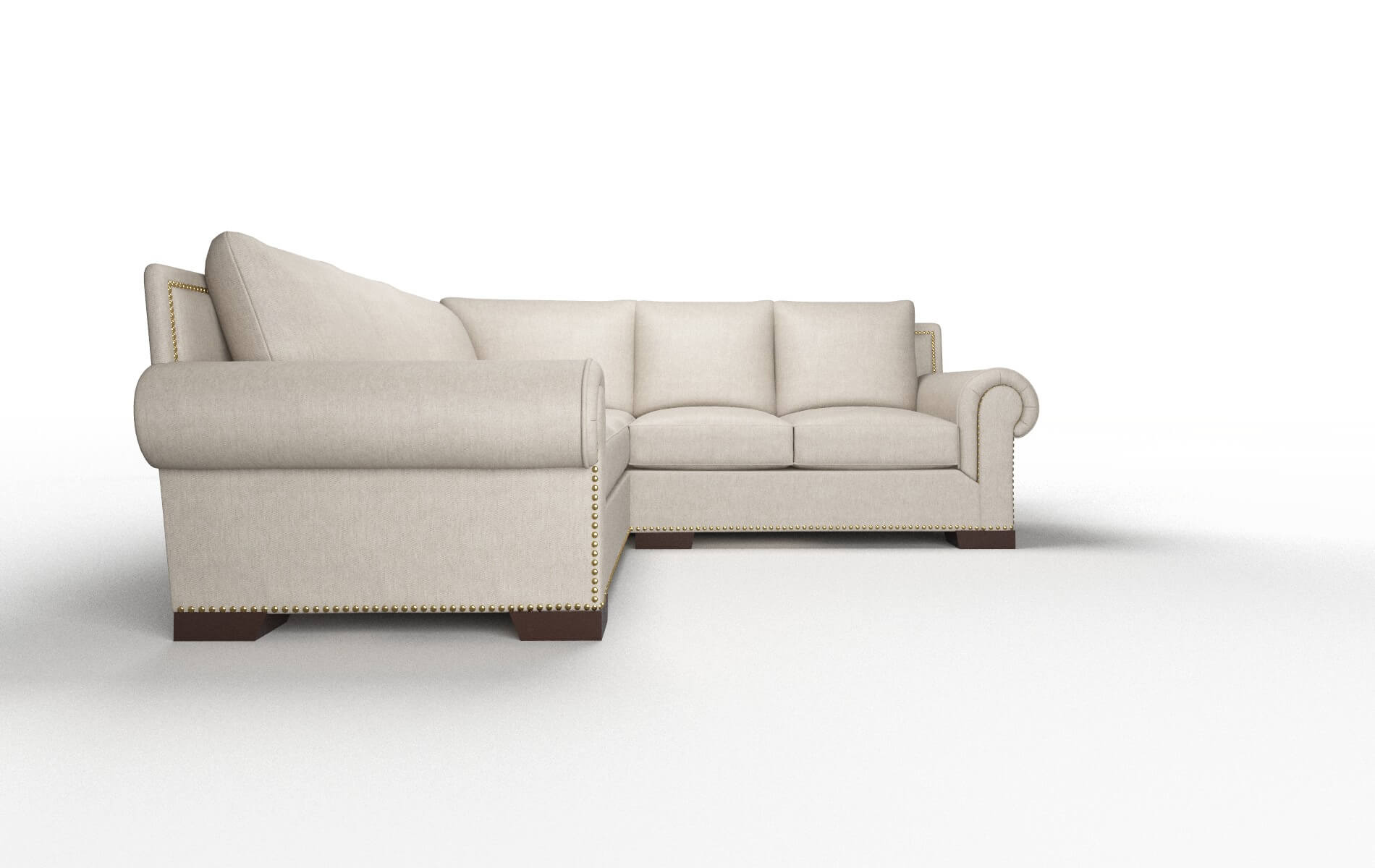 James Derby Linen Sectional espresso legs 2