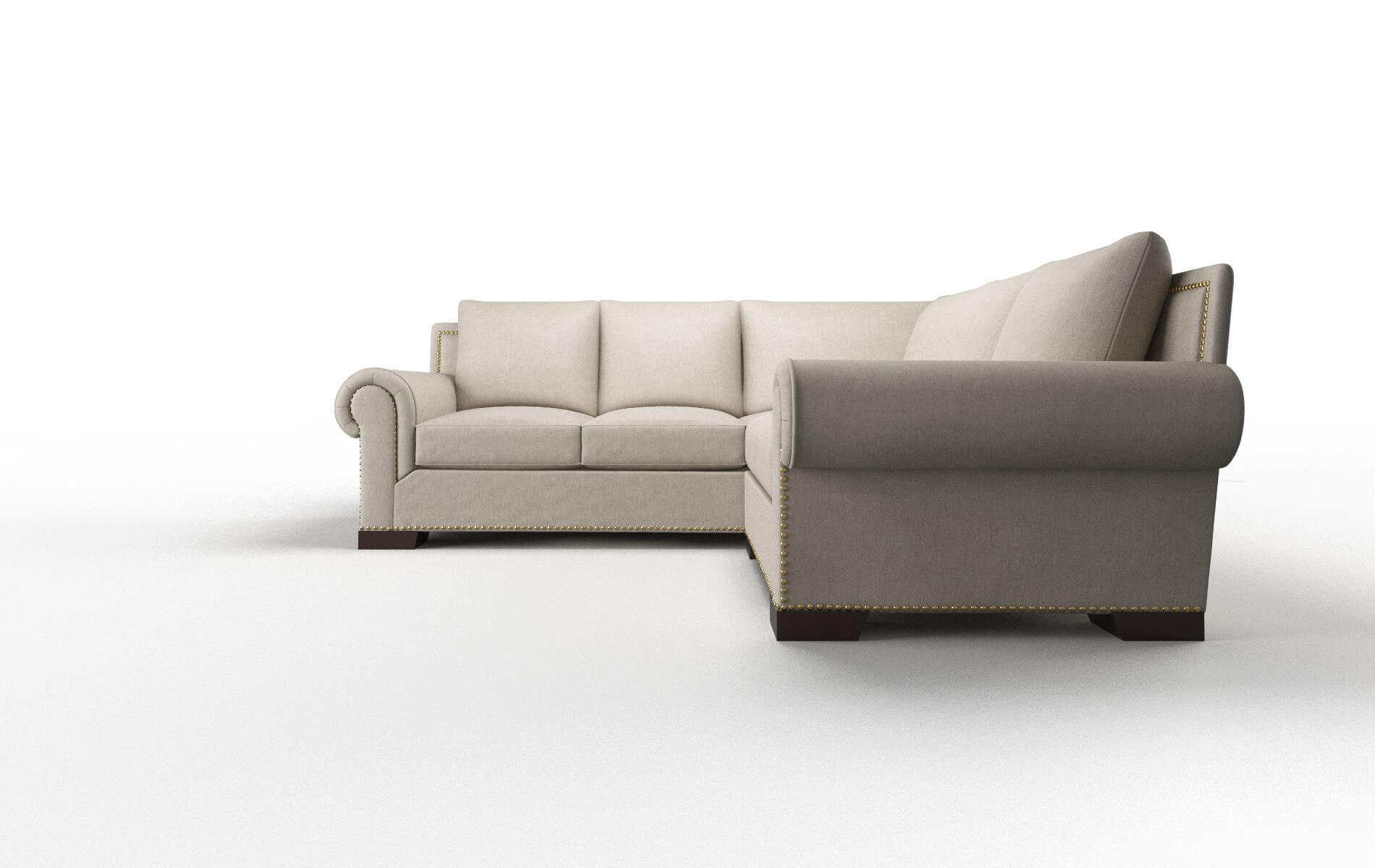 James Derby Linen Sectional espresso legs 5