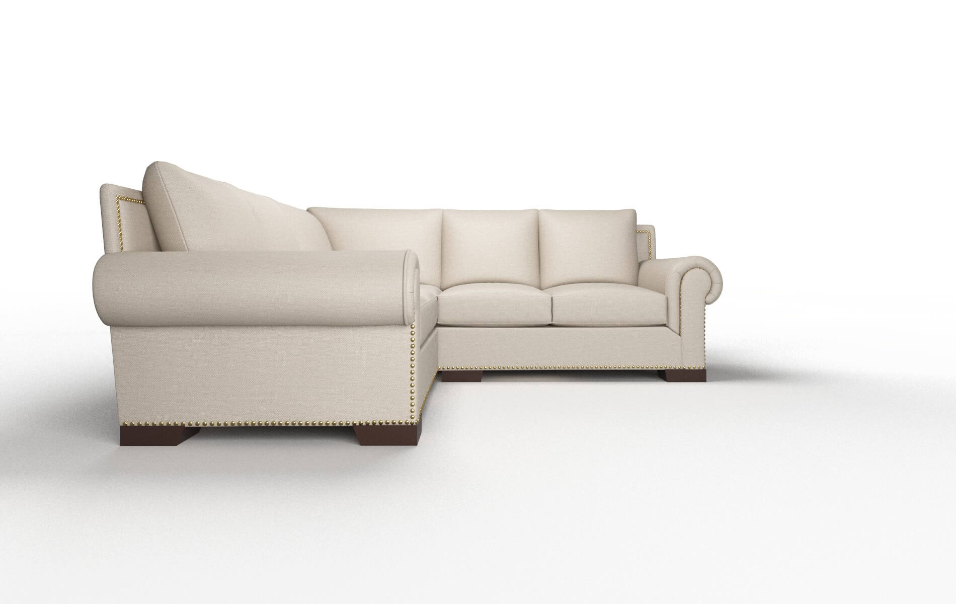 James Oscar Linen Sectional espresso legs 2