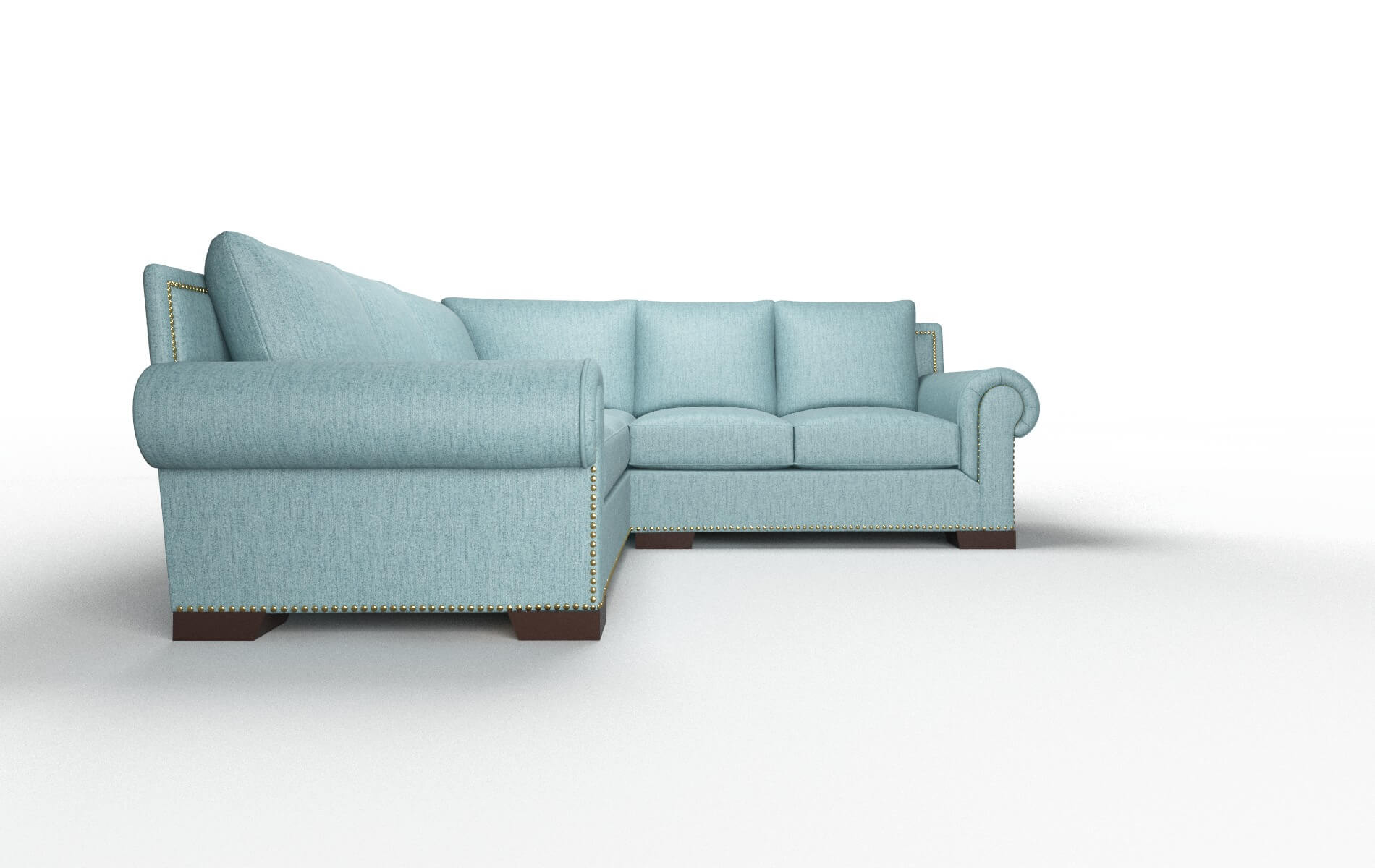 James Sasha Teal Sectional espresso legs 2