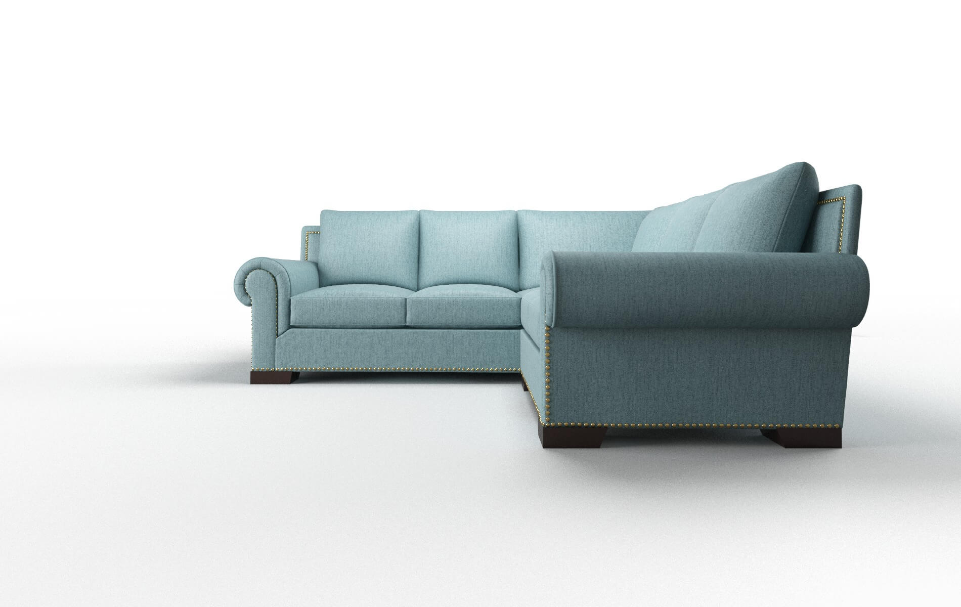 James Sasha Teal Sectional espresso legs 5