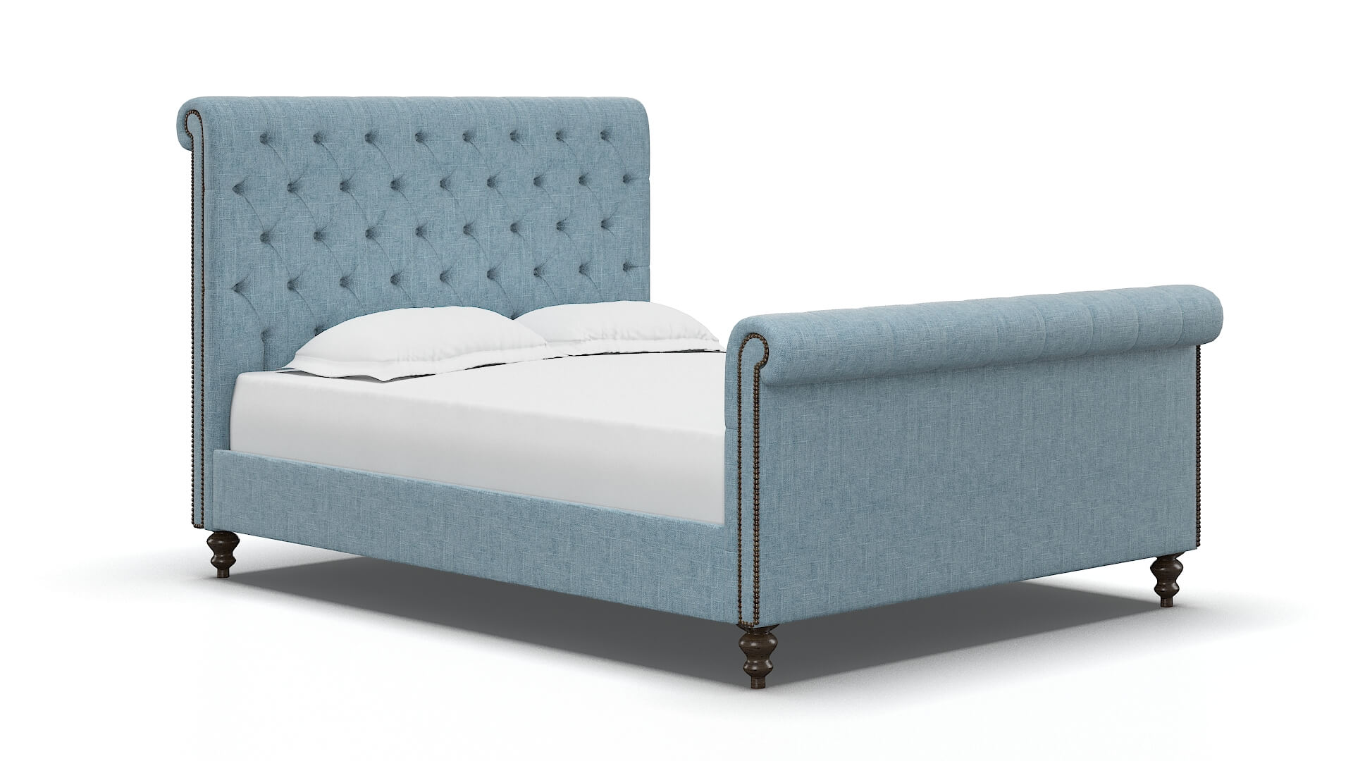 Kaila Atlas Turquoise Bed espresso legs 2