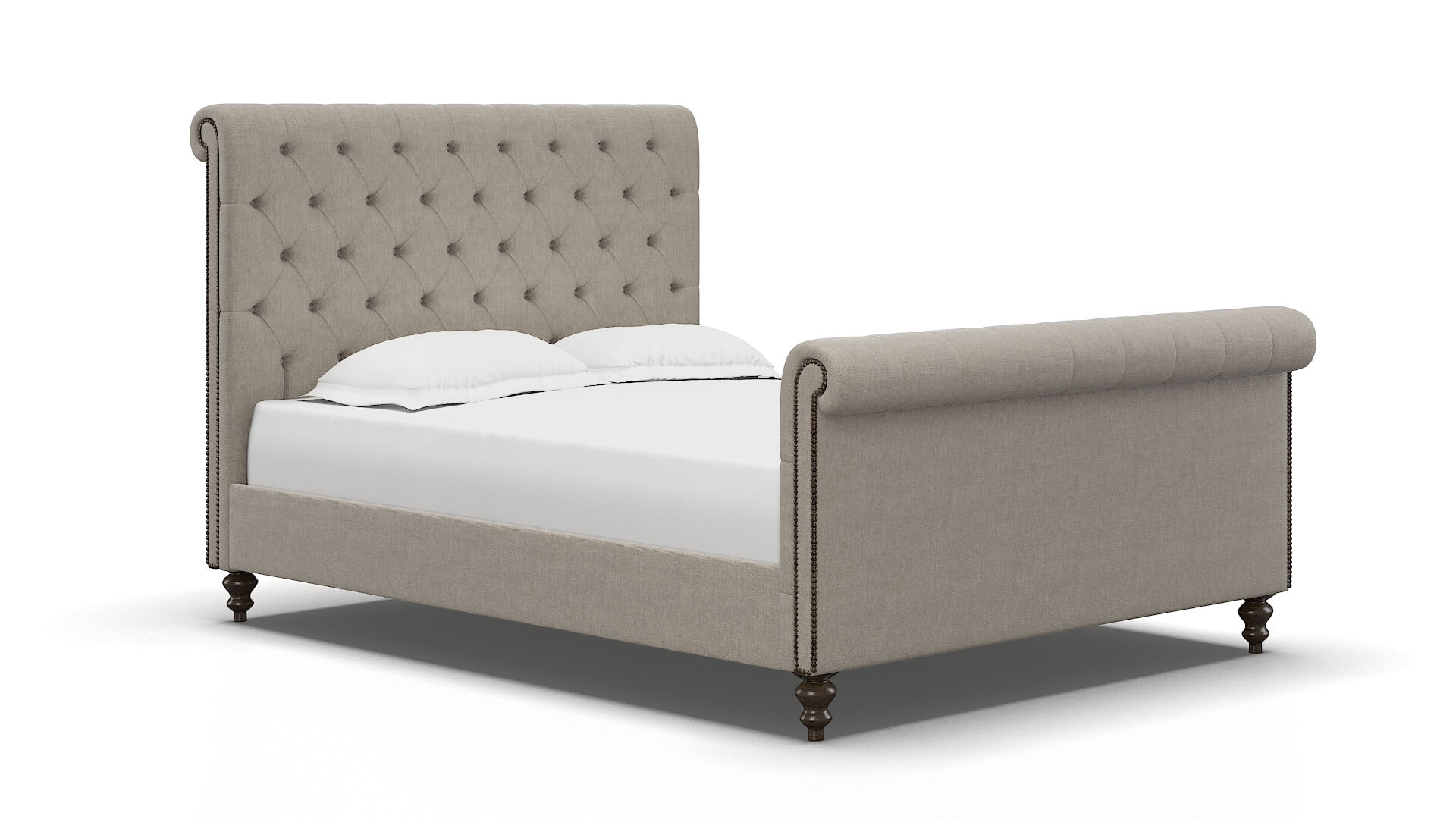 Kaila Derby Linen Bed espresso legs 2