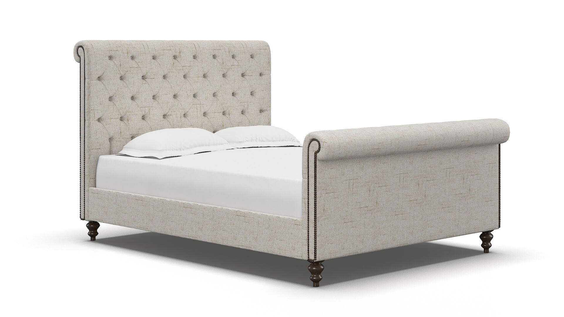 Kaila Derby Taupe Bed espresso legs 2