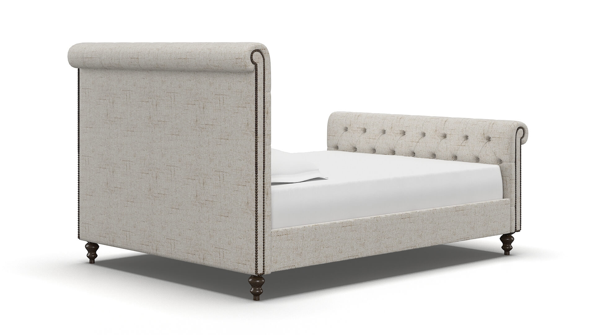 Kaila Derby Taupe Bed espresso legs 4