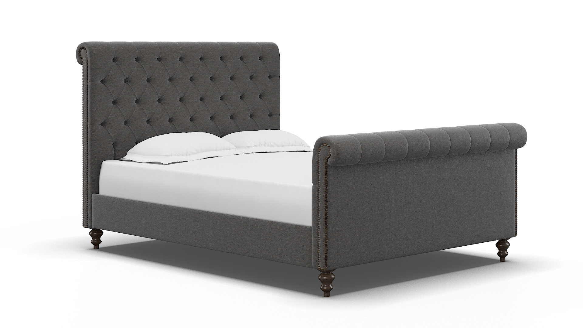 Kaila Oscar Grey Bed espresso legs 2