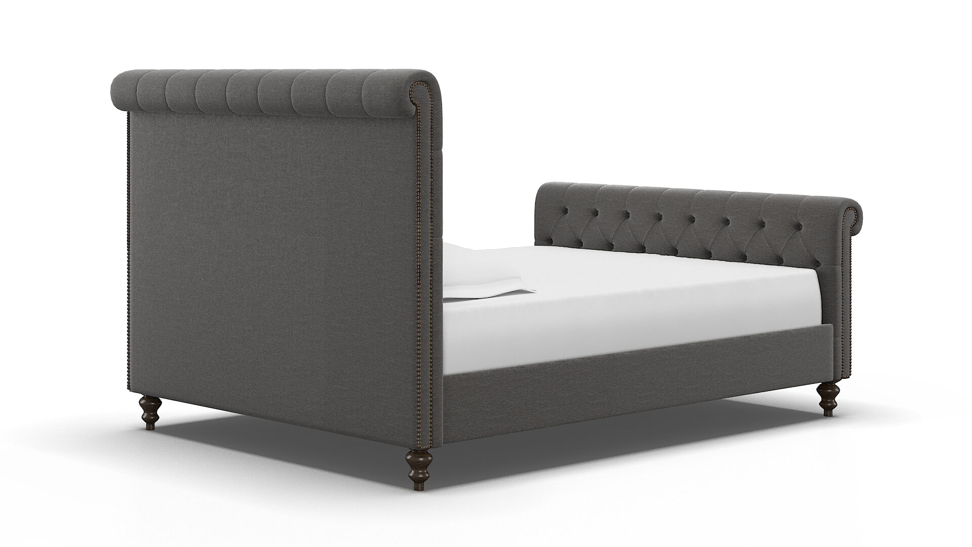 Kaila Oscar Grey Bed espresso legs 4