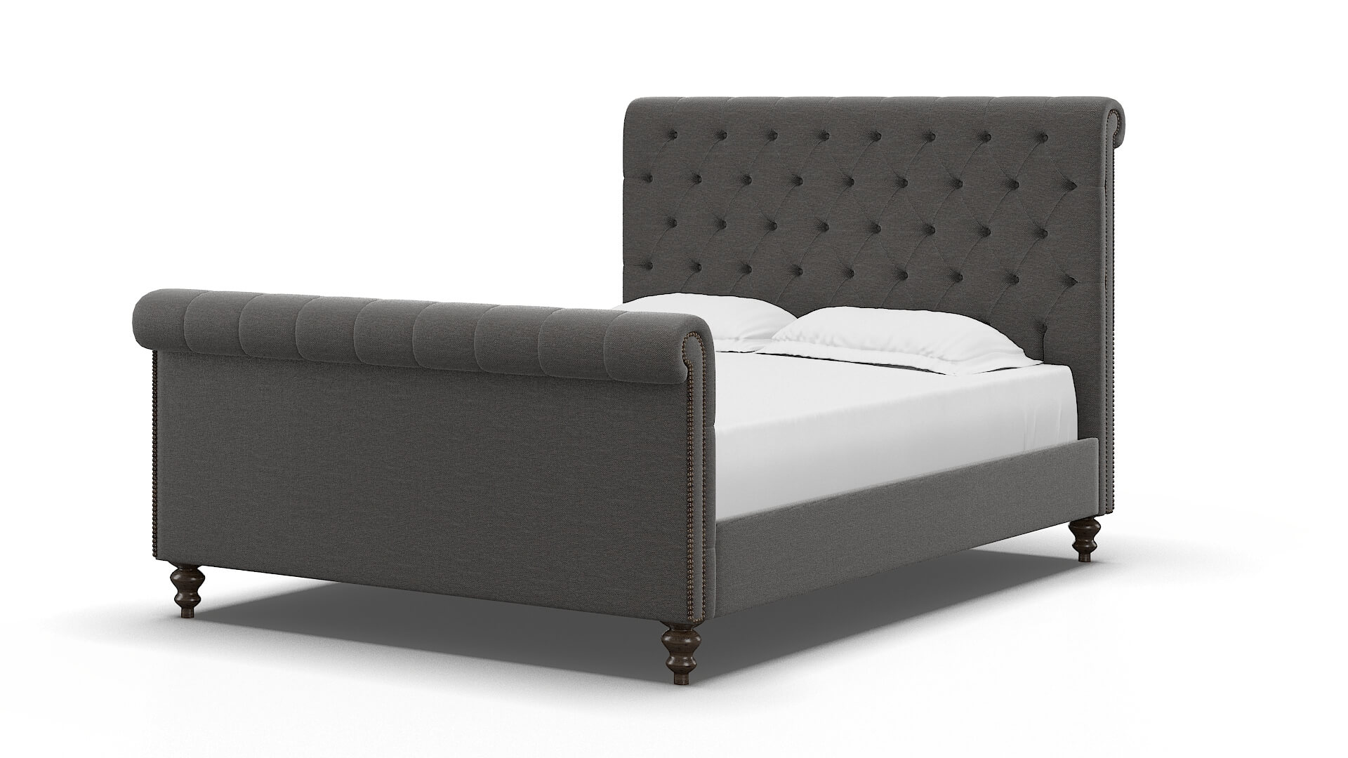 Kaila Oscar Grey Bed espresso legs 5