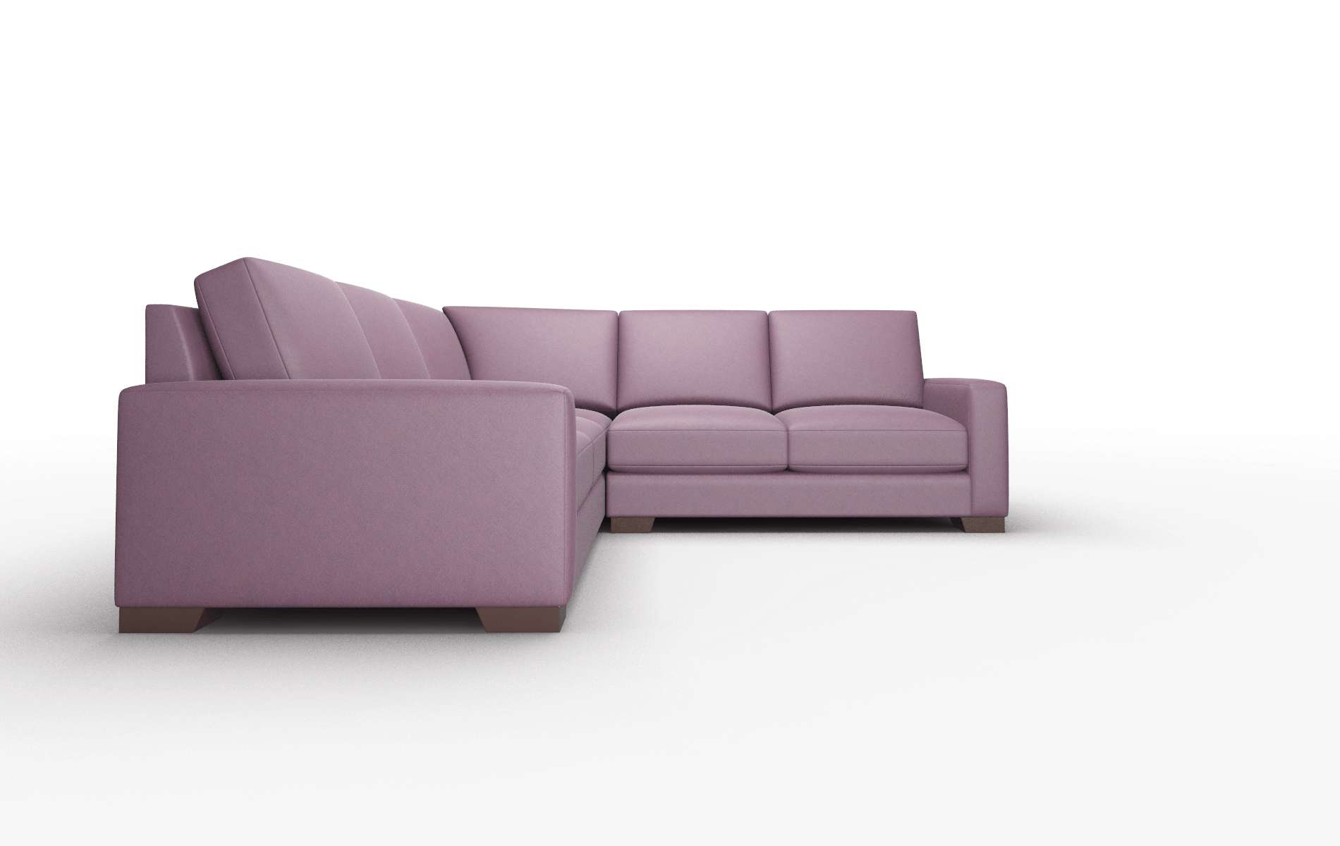 London Bella Aubergine Sectional espresso legs 2