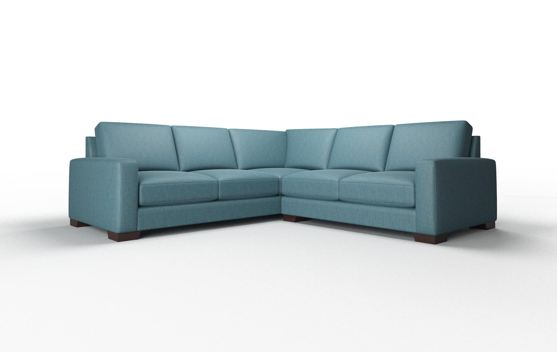 London Cosmo Teal Sectional espresso legs 1