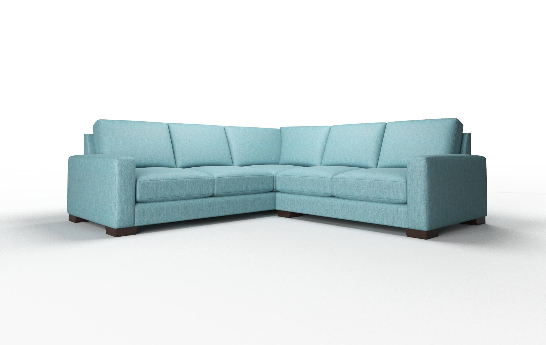 London Cosmo Turquoise Sectional espresso legs 1