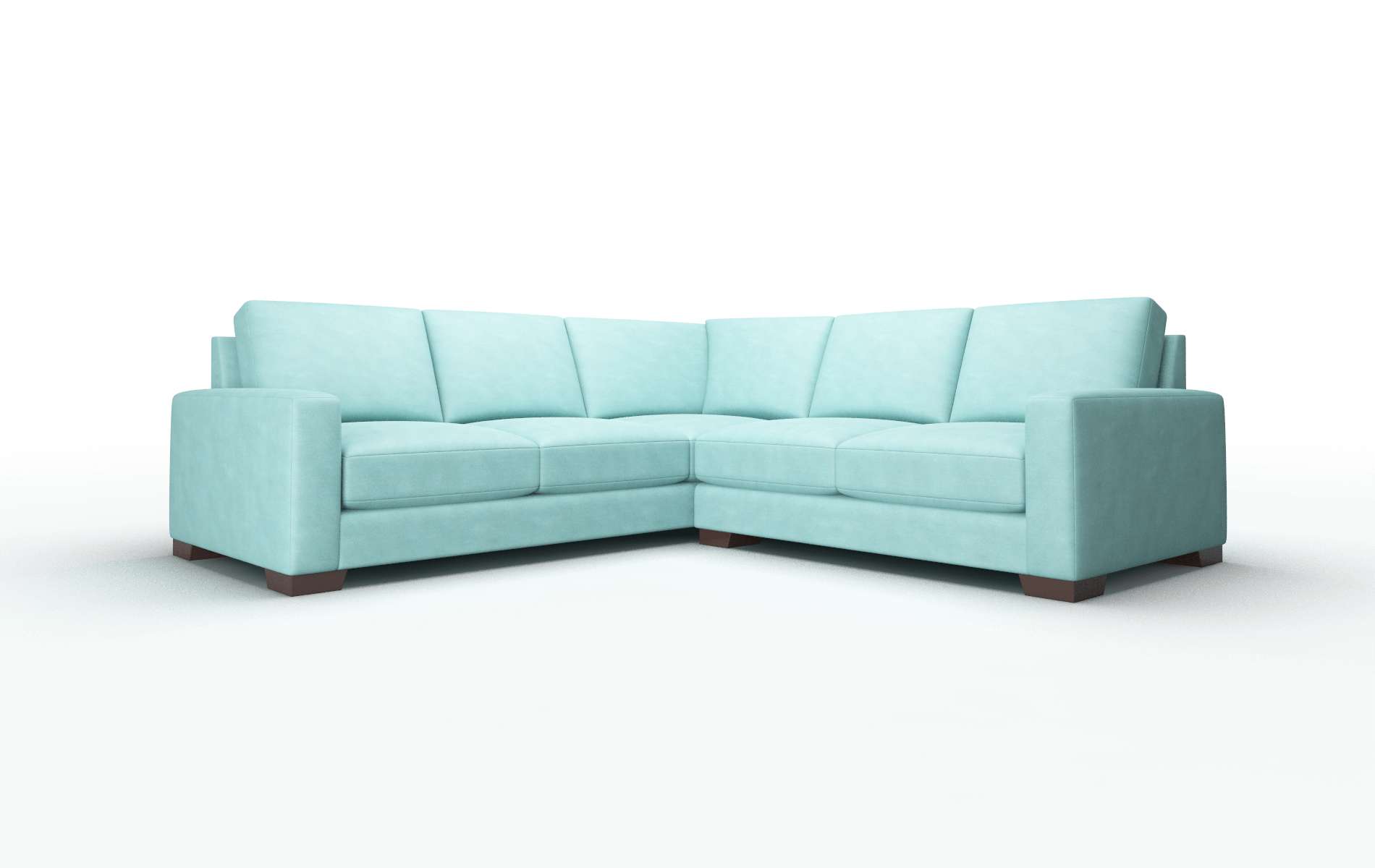 London Curious Turquoise Sectional espresso legs