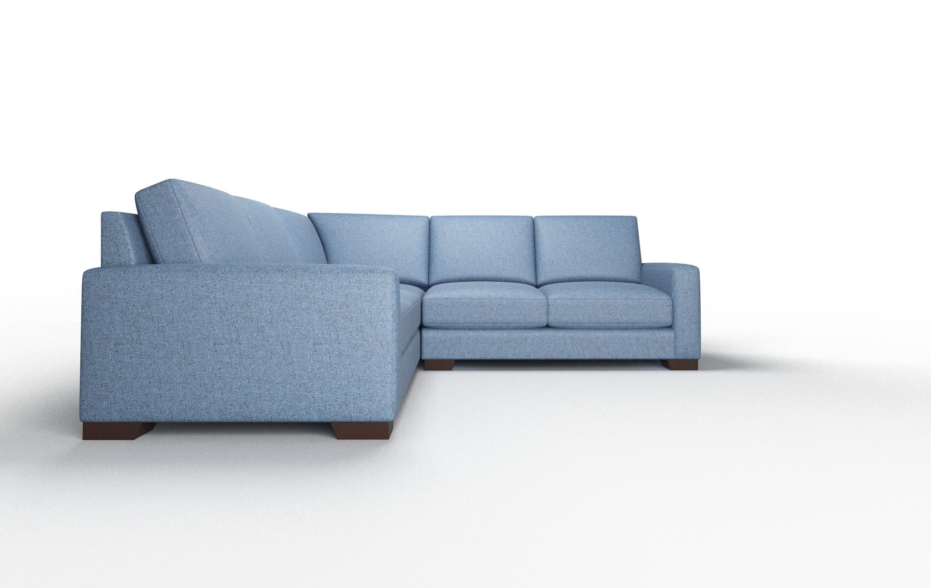 London Leslie Indigo Sectional espresso legs 2