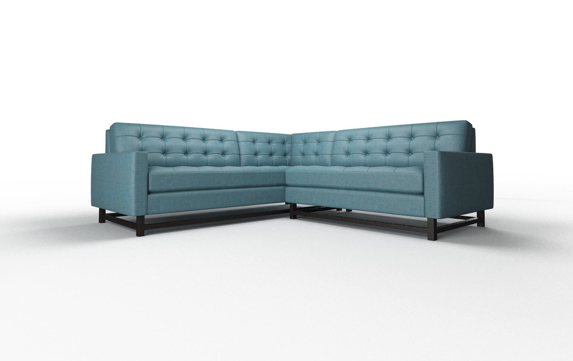 Madrid Cosmo Teal Sectional espresso legs 1