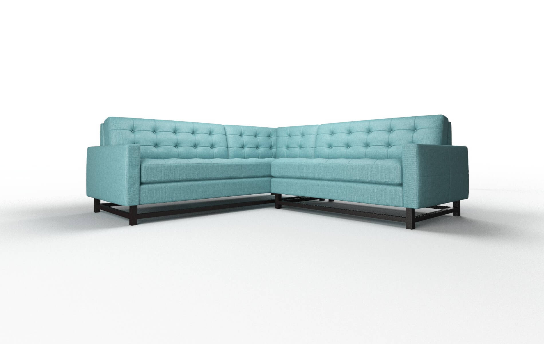 Madrid Parker Turquoise Sectional espresso legs