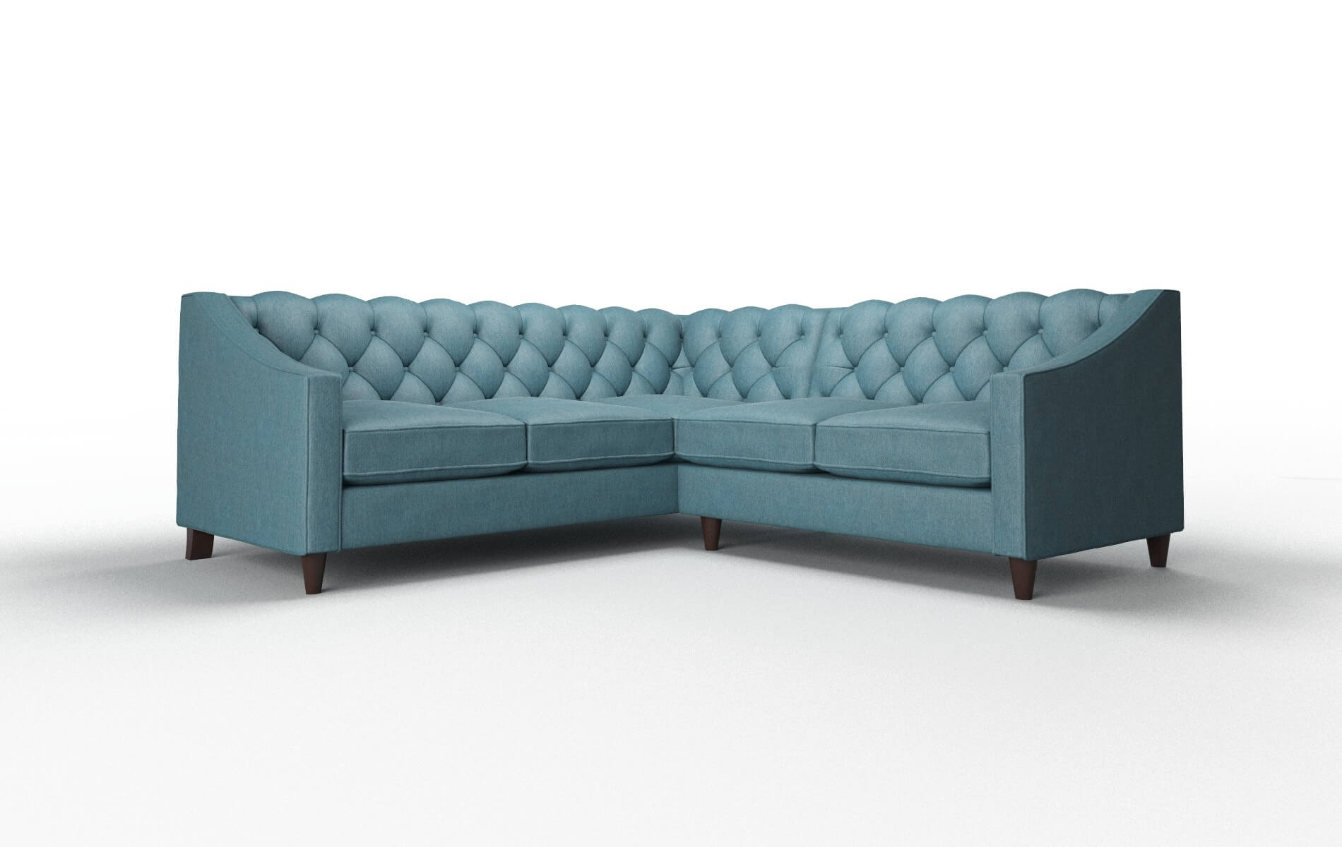 Manchester Cosmo Teal Sectional espresso legs 1