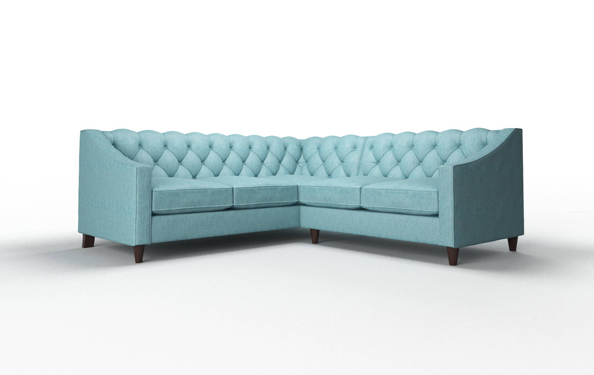 Manchester Cosmo Turquoise Sectional espresso legs 1