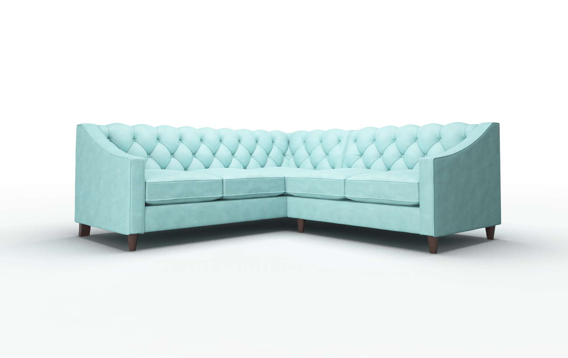 Manchester Curious Turquoise Sectional espresso legs