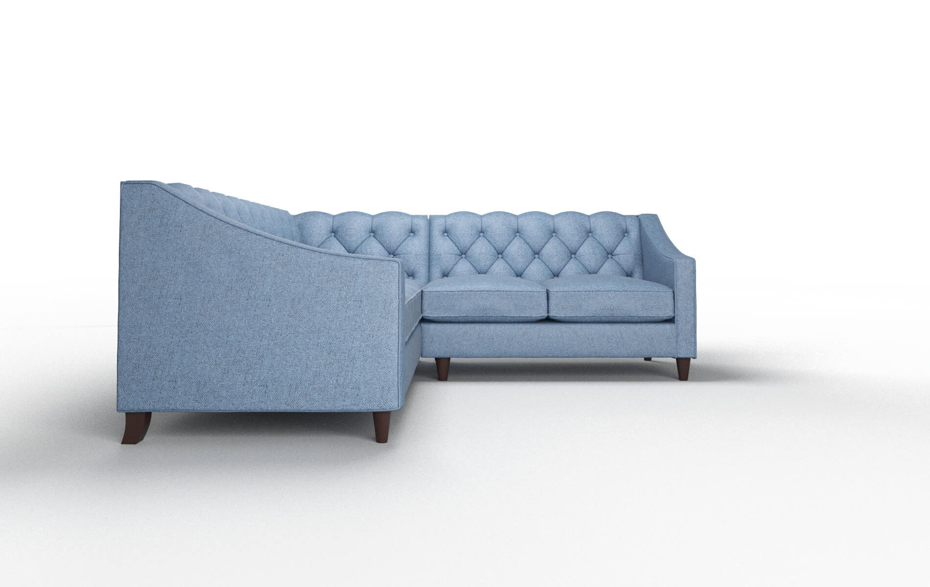 Manchester Leslie Indigo Sectional espresso legs 2