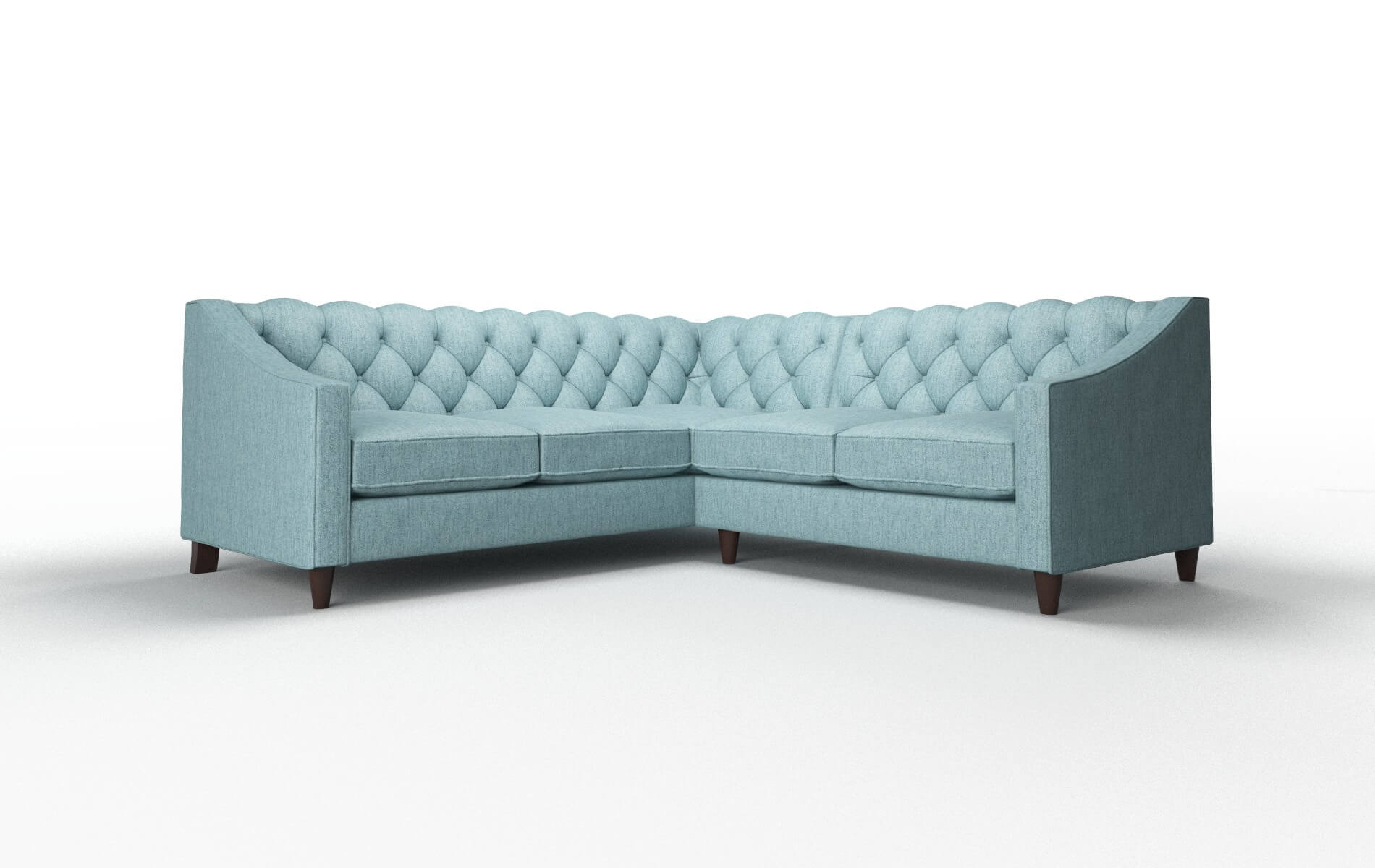 Manchester Sasha Teal Sectional espresso legs 1