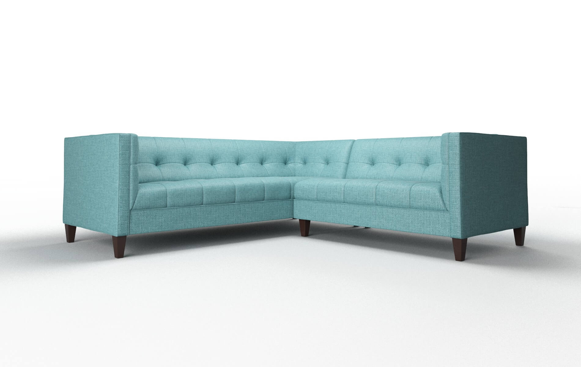 Messina Parker Turquoise Sectional espresso legs 1