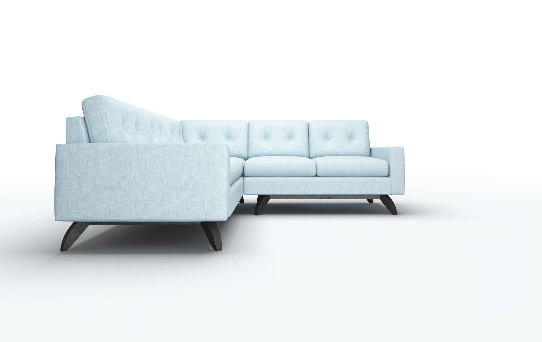 Milan Atlas Turquoise Sectional espresso legs 2