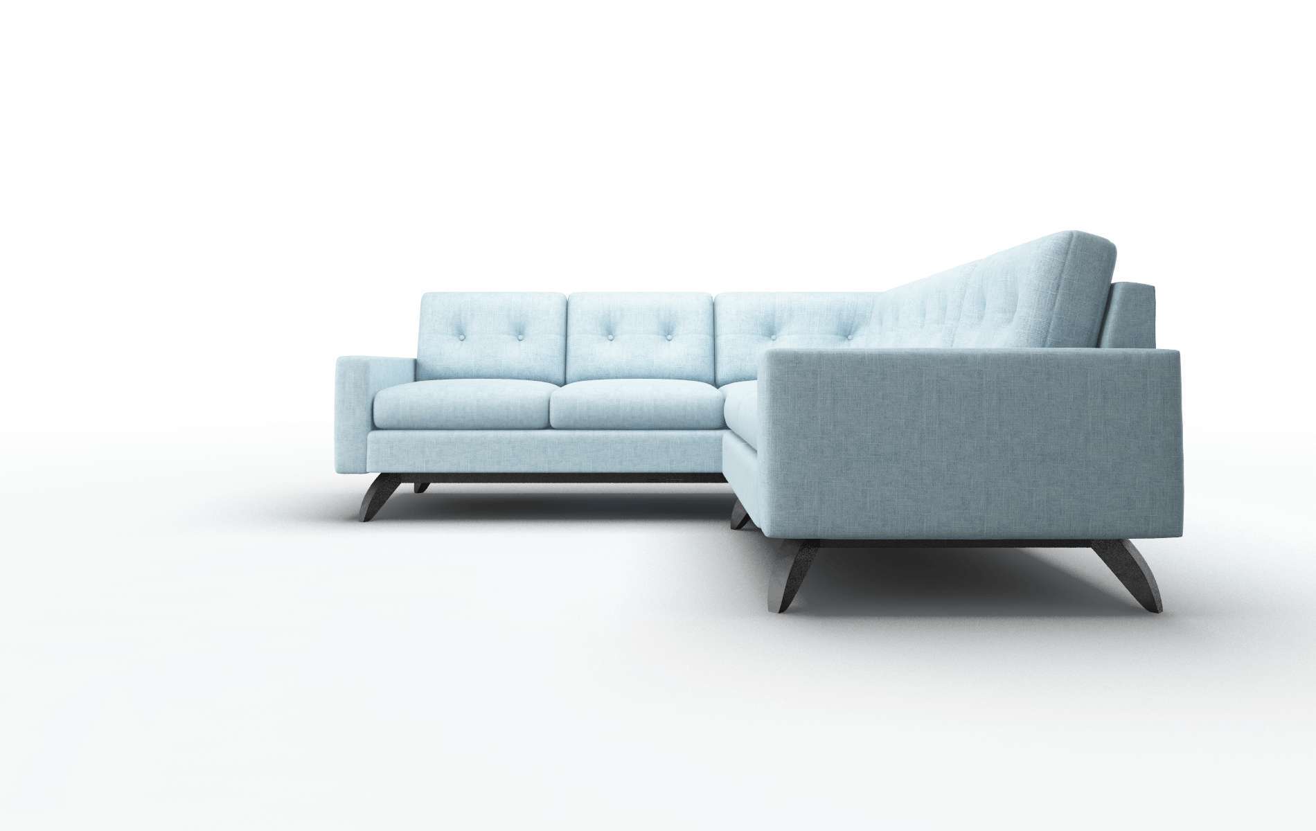 Milan Atlas Turquoise Sectional espresso legs 5