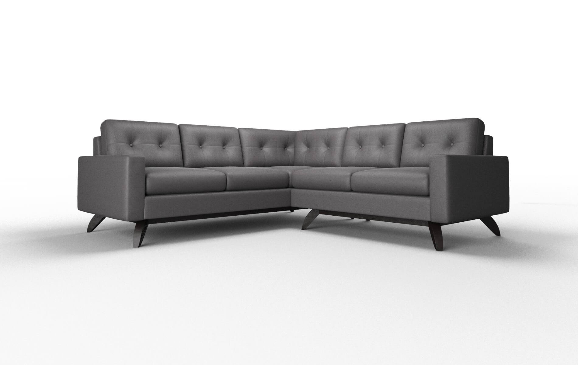 Milan Catalina Charcoal Sectional espresso legs 1