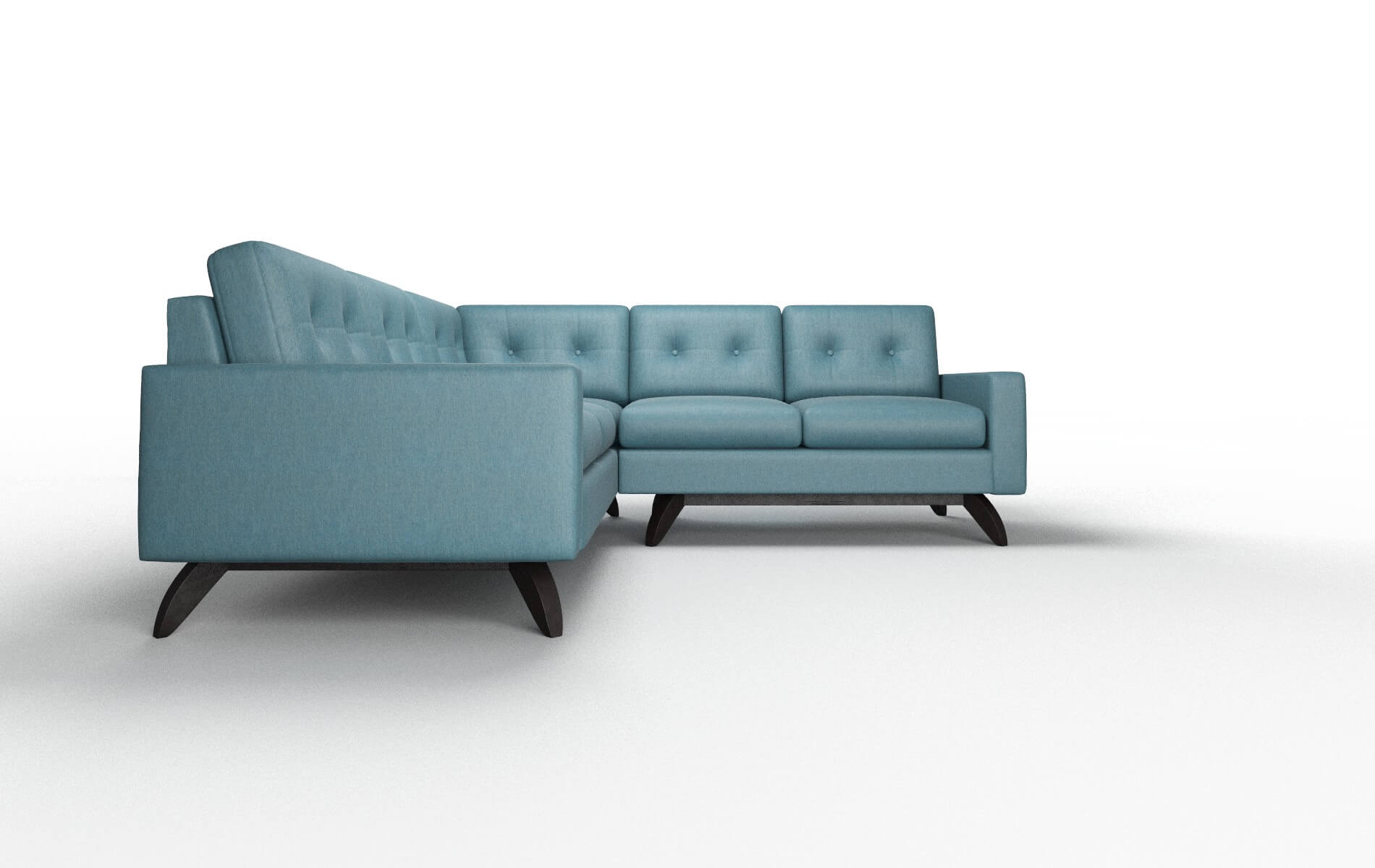 Milan Cosmo Teal Sectional espresso legs 2
