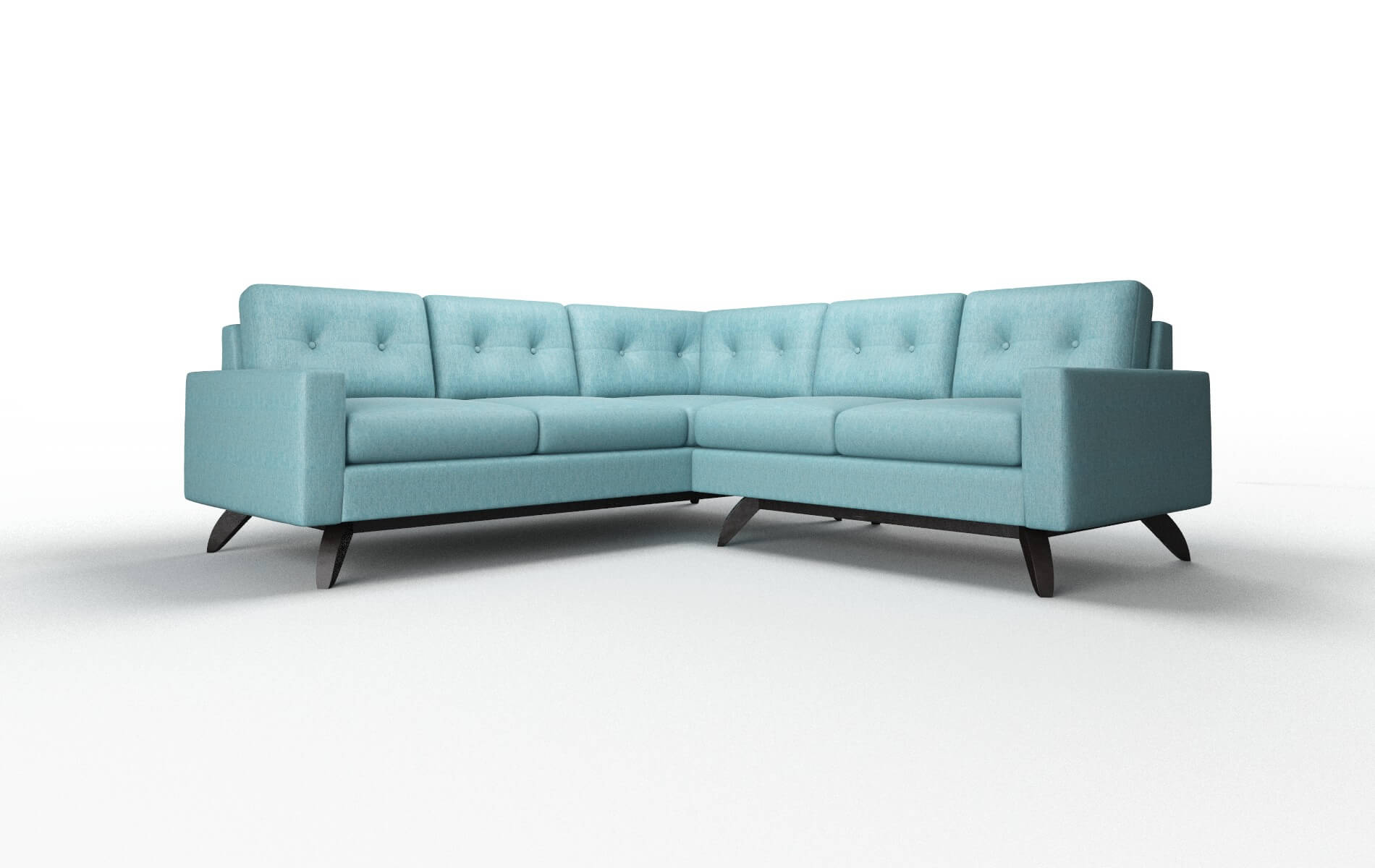 Milan Cosmo Turquoise Sectional espresso legs 1