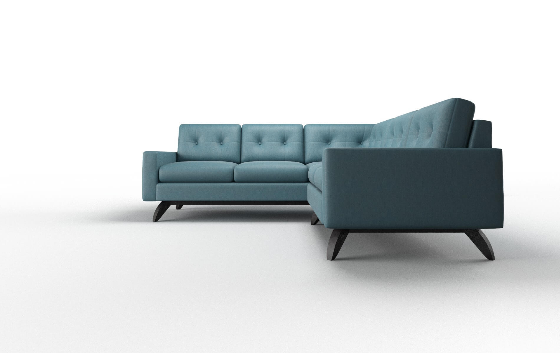 Milan Hepburn Teal Sectional espresso legs 5