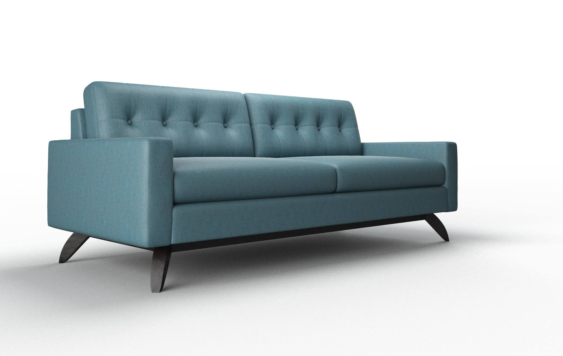 Milan Hepburn Teal Sofa espresso legs 2